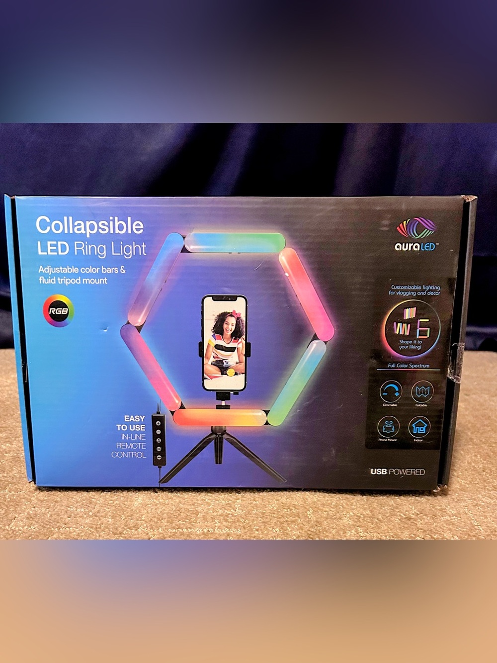 New AuraLED Collapsible LED Ring Light - Multicolor RGB